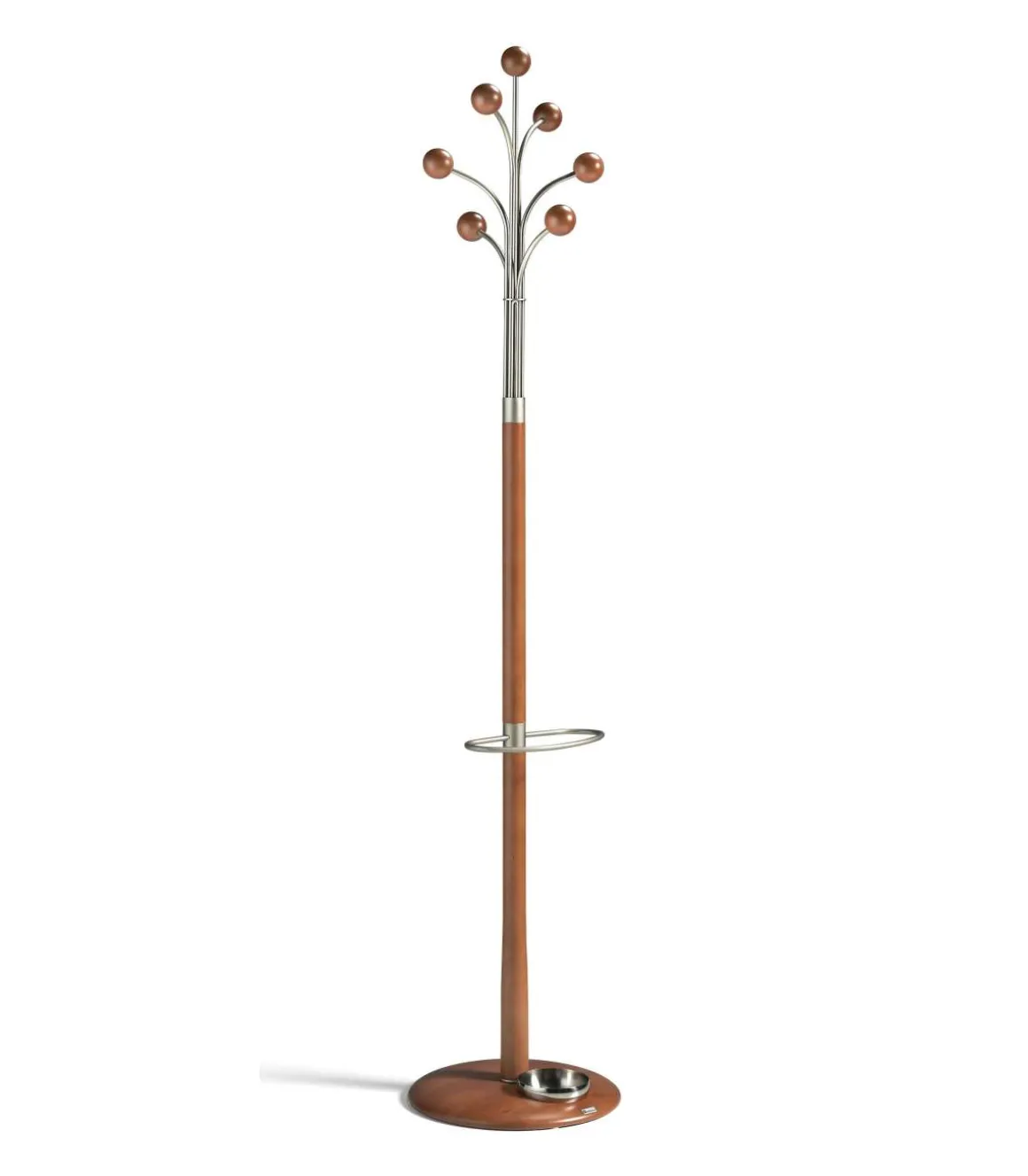 Perchero mod. 427 barato con paragüero cromo satinado lacado cerezo, 189 cm(alto)37 cm(ancho)37 cm(largo)