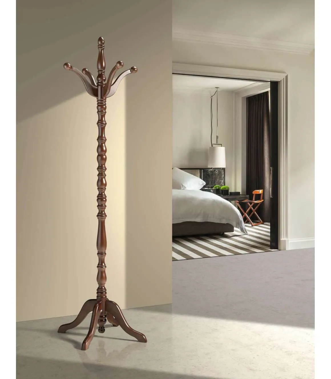 Perchero mod. 445 clasico acabado lacado nogal, 182 cm(alto)44 cm(ancho)44 cm(largo)
