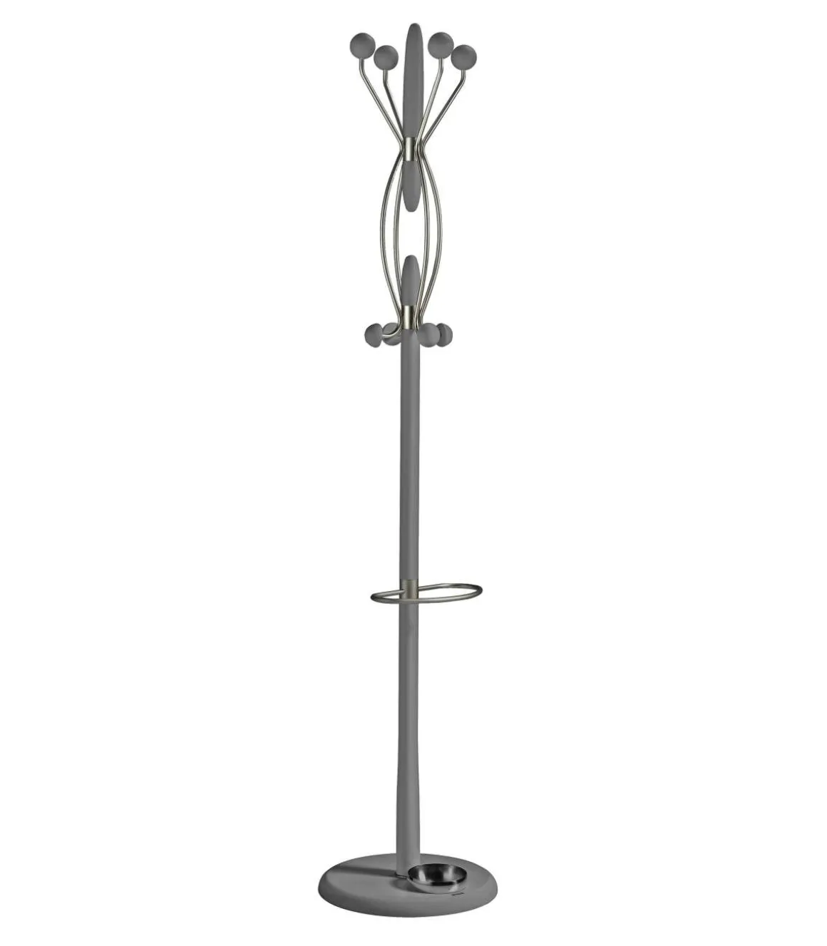 Perchero mod. 425 con paragüero herrajes cromo satinado lacado gris, 184 cm(alto)37 cm(ancho)37 cm(largo)