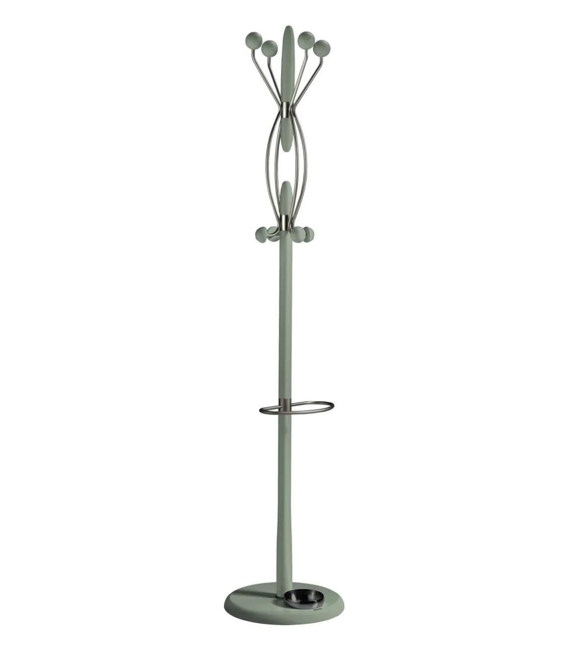 Perchero mod. 425 con paragüero herrajes cromo satinado lacado verde, 184 cm(alto)37 cm(ancho)37 cm(largo)