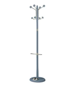 Perchero mod. 421 con paragüero herrajes en cromo satinado lacado azul, 180 cm(alto)37 cm(ancho)37 cm(largo)