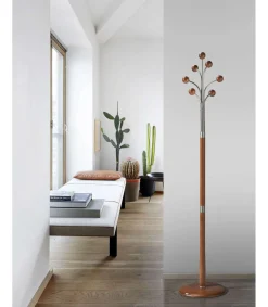 Perchero moderno mod. 426 herrajes cromo satinado lacado cerezo, 189 cm(alto)37 cm(ancho)37 cm(largo)