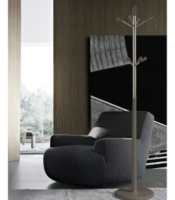 Perchero moderno mod. 414 herrajes cromo satinado lacado moka, 180 cm(alto)37 cm(ancho)37 cm(largo)