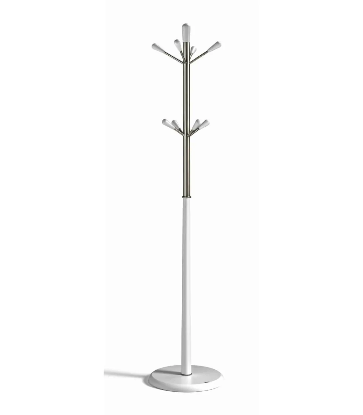 Perchero moderno mod. 414 herrajes cromo satinado lacado blanco, 180 cm(alto)37 cm(ancho)37 cm(largo)