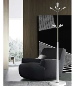 Perchero moderno mod. 414 herrajes cromo satinado lacado blanco, 180 cm(alto)37 cm(ancho)37 cm(largo)