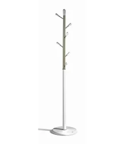 Perchero moderno mod. 413 herrajes en cromo satinado lacado blanco, 190 cm(alto)37 cm(ancho)37 cm(largo)