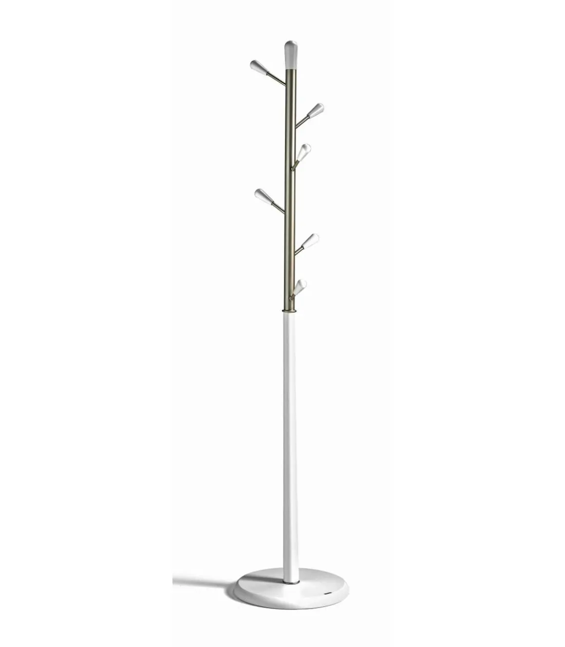 Perchero moderno mod. 413 herrajes en cromo satinado lacado blanco, 190 cm(alto)37 cm(ancho)37 cm(largo)