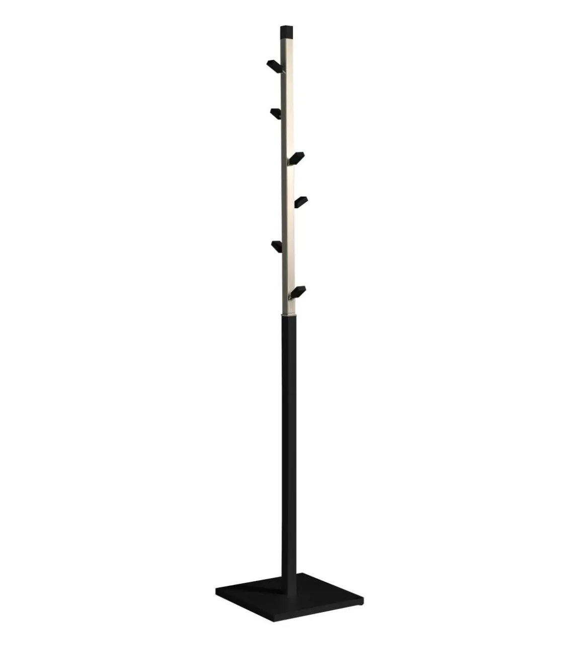 Perchero moderno mod. 428 herrajes en cromo satinado lacado negro, 180 cm(alto)34 cm(ancho)34 cm(largo)