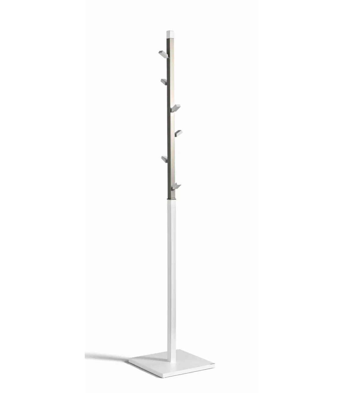 Perchero moderno mod. 428 herrajes en cromo satinado lacado blanco, 180 cm(alto)34 cm(ancho)34 cm(largo)