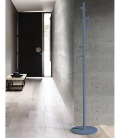 Perchero moderno mod. 401 herrajes cromo satinado lacado azul, 185 cm(alto)35 cm(ancho)35 cm(largo)
