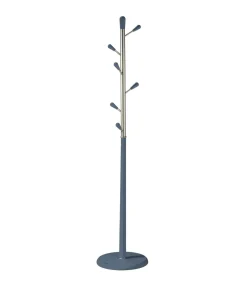 Perchero moderno mod. 413 herrajes en cromo satinado lacado azul, 190 cm(alto)37 cm(ancho)37 cm(largo)