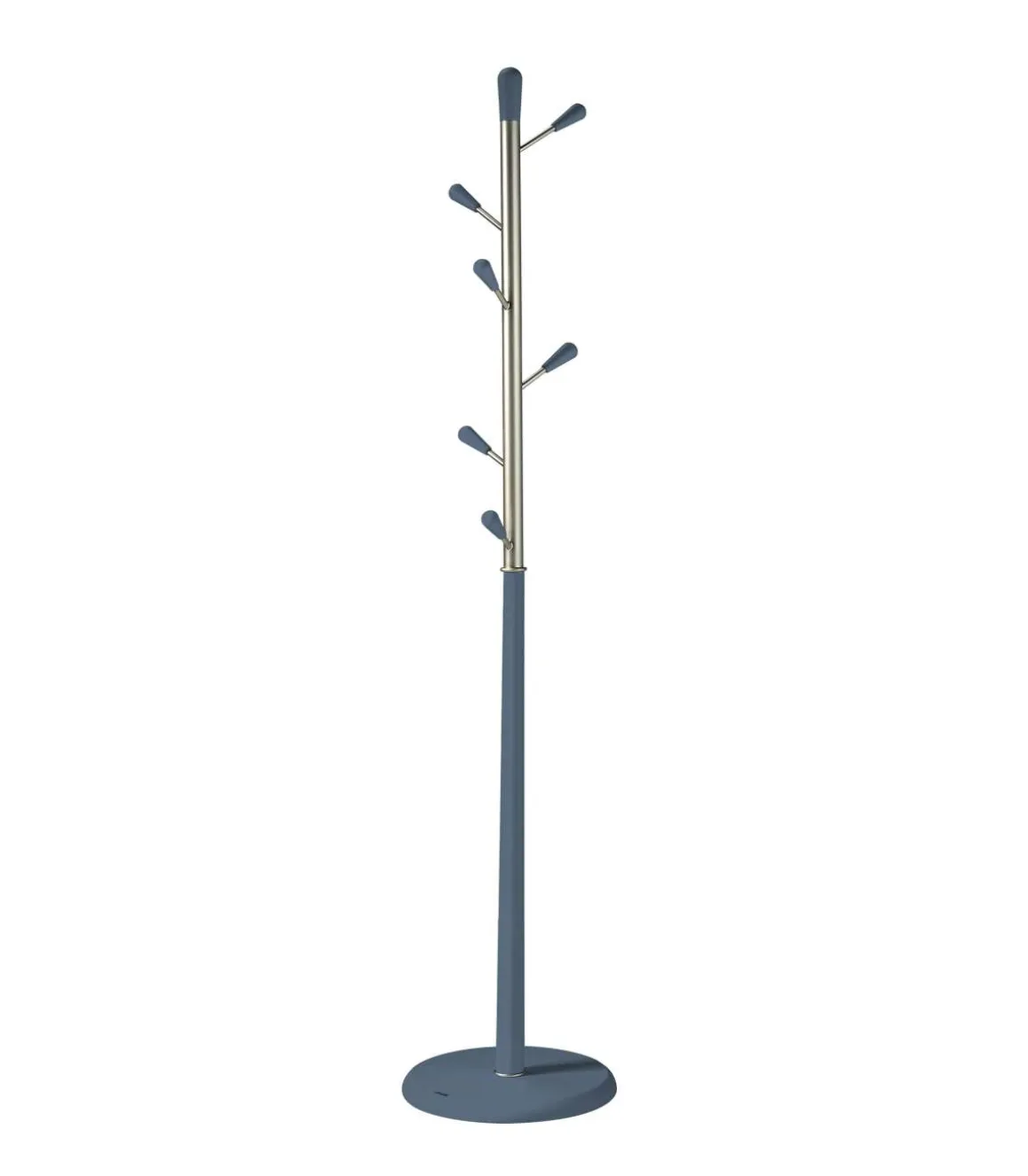 Perchero moderno mod. 413 herrajes en cromo satinado lacado azul, 190 cm(alto)37 cm(ancho)37 cm(largo)