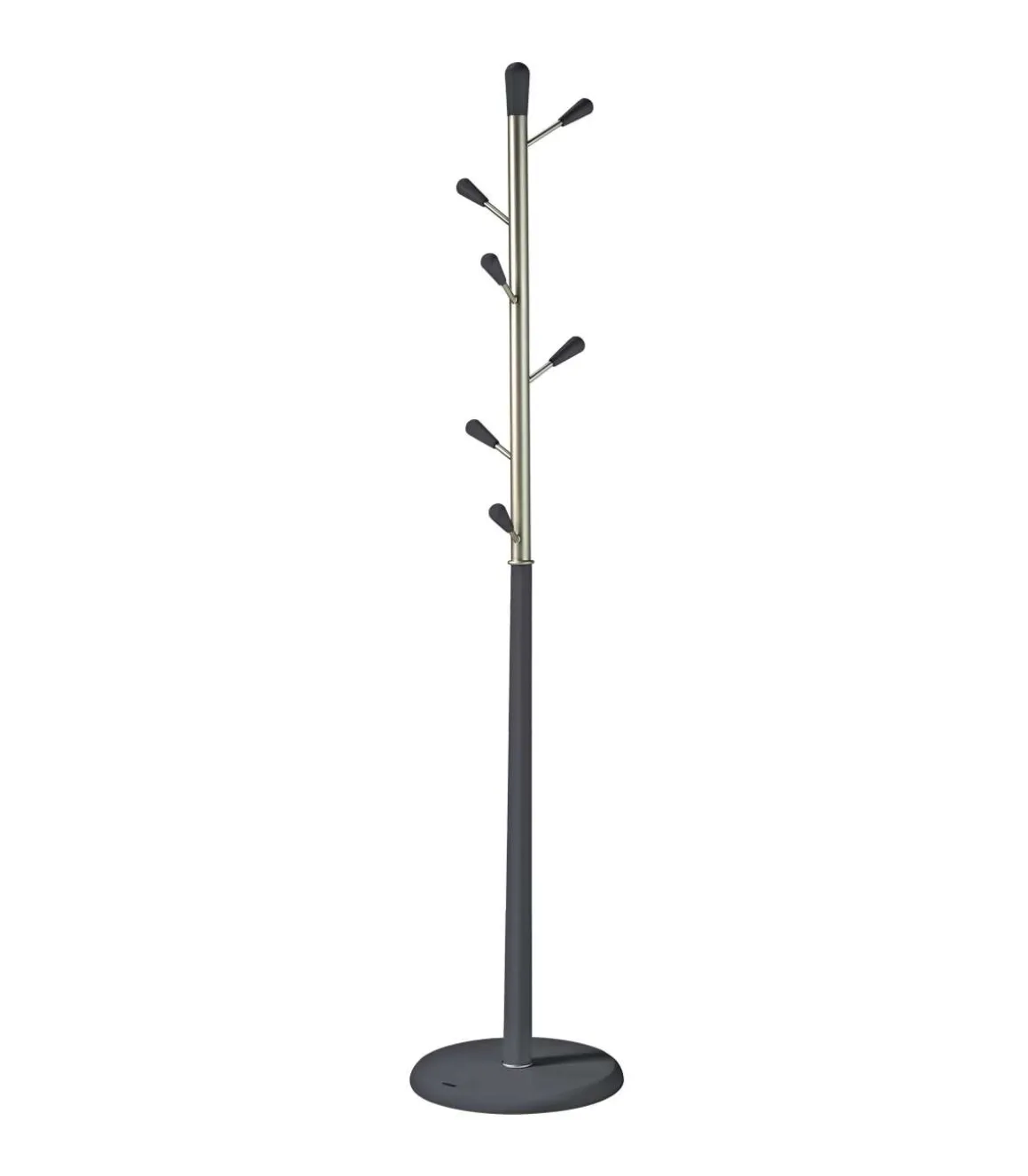Perchero moderno mod. 413 herrajes en cromo satinado lacado azabache, 190 cm(alto)37 cm(ancho)37 cm(largo)