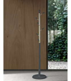 Perchero moderno mod. 413 herrajes en cromo satinado lacado azabache, 190 cm(alto)37 cm(ancho)37 cm(largo)