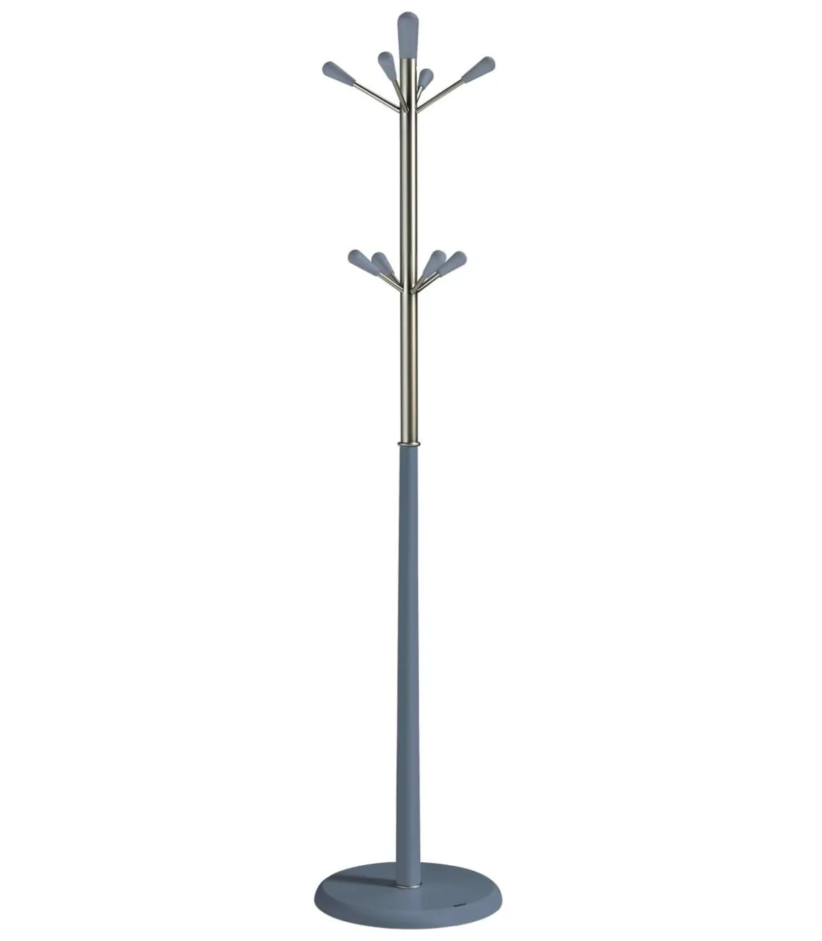 Perchero moderno mod. 414 herrajes cromo satinado lacado azul, 180 cm(alto)37 cm(ancho)37 cm(largo)