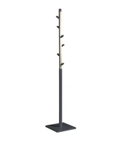 Perchero moderno mod. 428 herrajes en cromo satinado lacado azabache, 180 cm(alto)34 cm(ancho)34 cm(largo)
