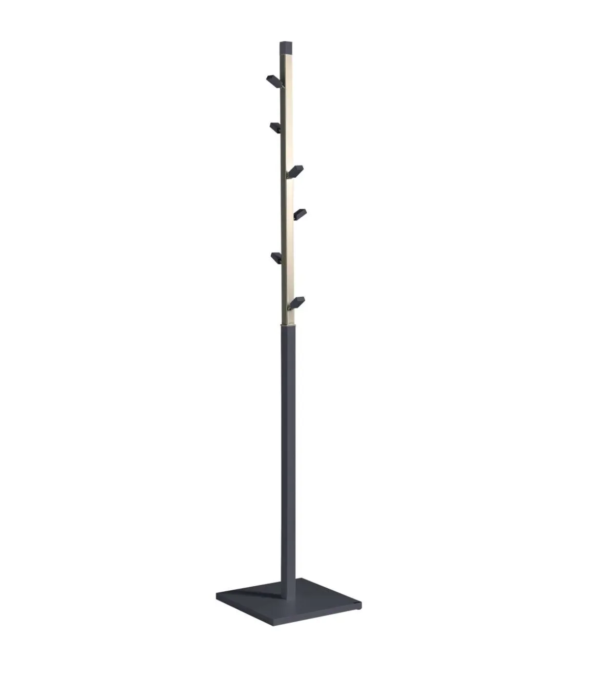 Perchero moderno mod. 428 herrajes en cromo satinado lacado azabache, 180 cm(alto)34 cm(ancho)34 cm(largo)