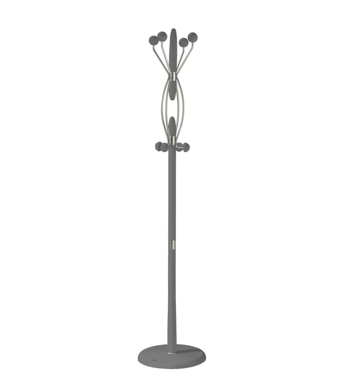 Perchero mod. 424 herrajes en cromo satinado lacado gris, 184 cm(alto)37 cm(ancho)37 cm(largo)
