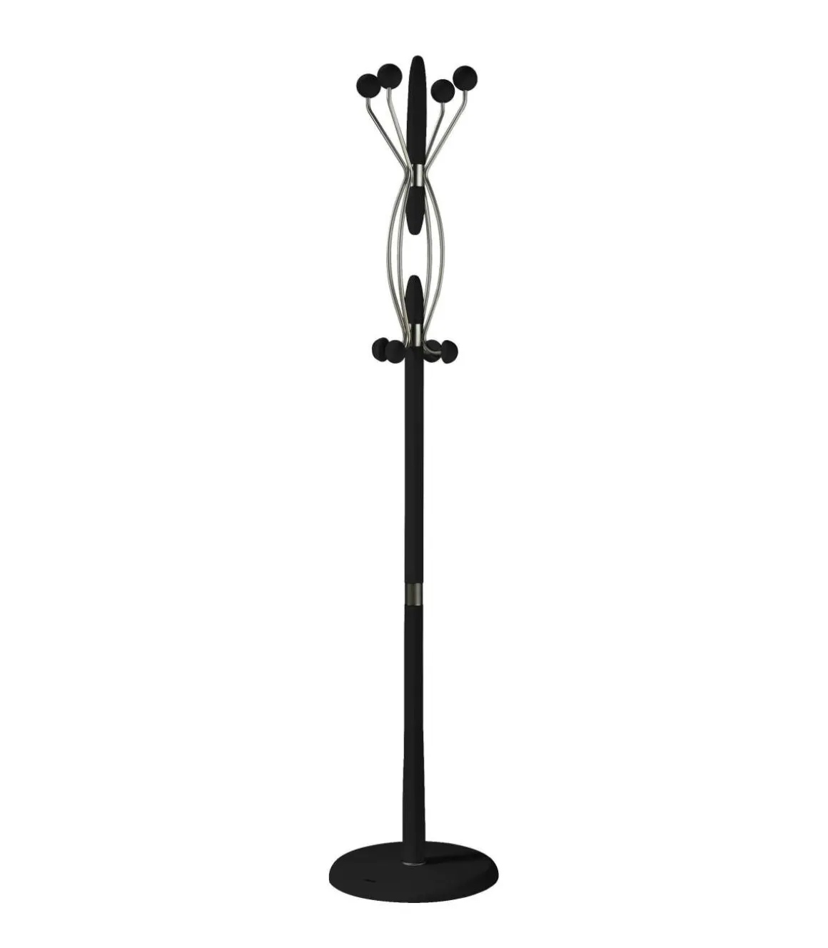 Perchero mod. 424 herrajes en cromo satinado lacado negro, 184 cm(alto)37 cm(ancho)37 cm(largo)