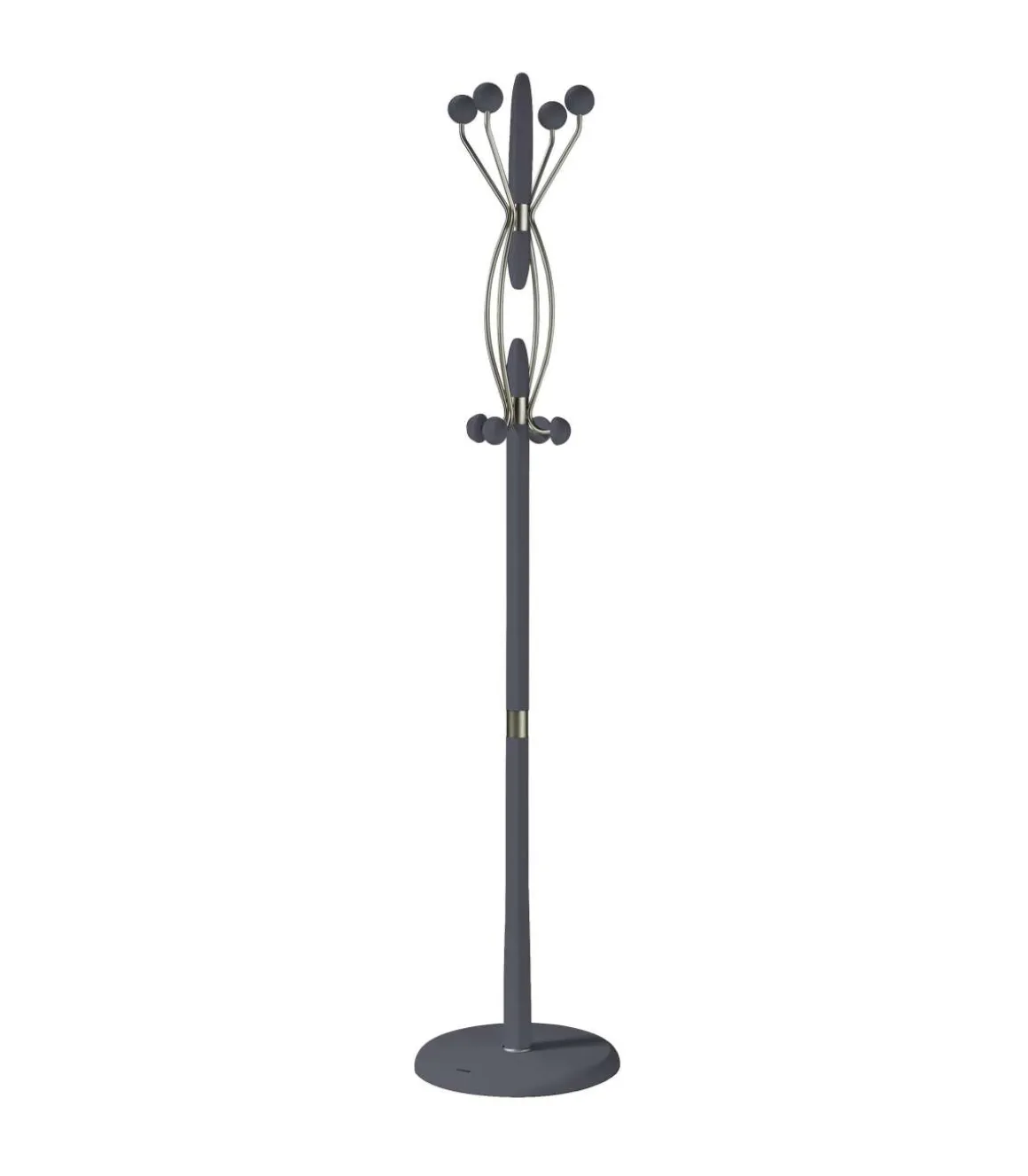 Perchero mod. 424 herrajes en cromo satinado lacado azabache, 184 cm(alto)37 cm(ancho)37 cm(largo)