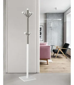 Perchero mod. 429 moderno herrajes cromo satinado lacado blanco, 180 cm(alto)34 cm(ancho)34 cm(largo)