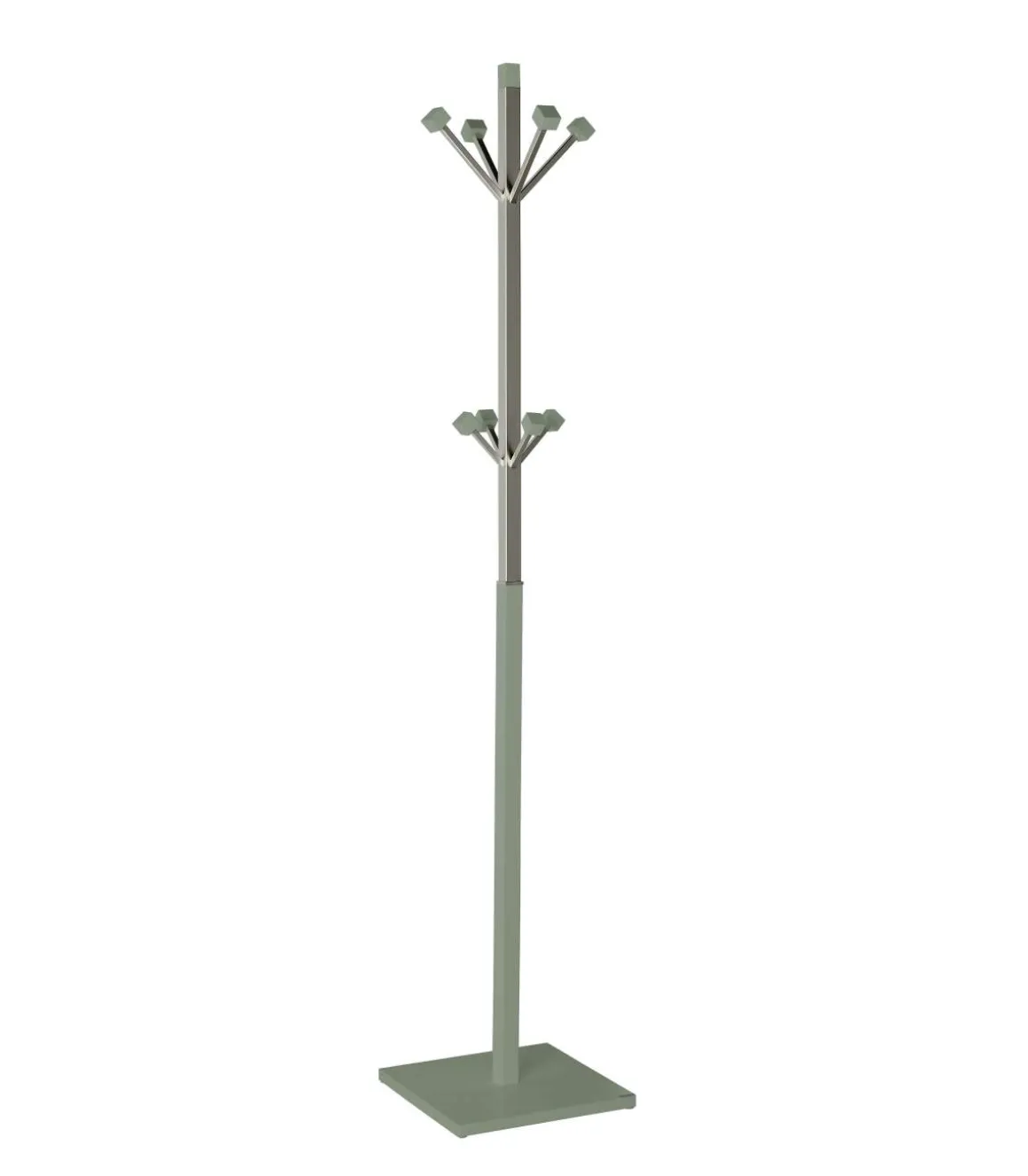 Perchero mod. 429 moderno herrajes cromo satinado lacado verde, 180 cm(alto)34 cm(ancho)34 cm(largo)