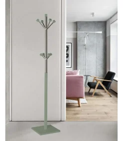 Perchero mod. 429 moderno herrajes cromo satinado lacado verde, 180 cm(alto)34 cm(ancho)34 cm(largo)