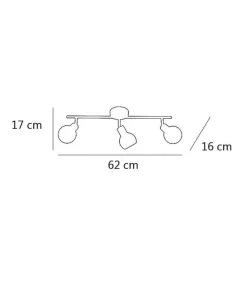 Plafón alargado 3 luces Menta acabado en cromo 17 cm(alto)62 cm(ancho)16 cm(largo)