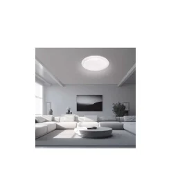 Plafón led modelo Nuno-38 acabado blanco, 5cm(alto) 38cm(ancho) 38cm(fondo) .