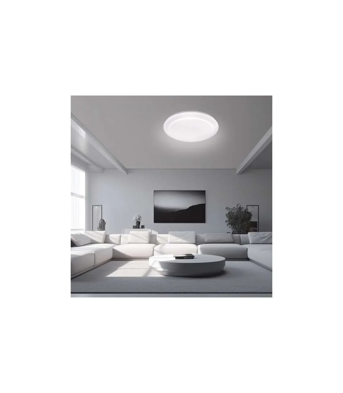 Plafón led modelo Nuno-38 acabado blanco, 5cm(alto) 38cm(ancho) 38cm(fondo) .