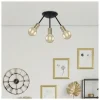 Plafón 3 luces modelo Tripoli acabado negro-cuero 33 cm(alto)20 cm(ancho)20 cm(largo)