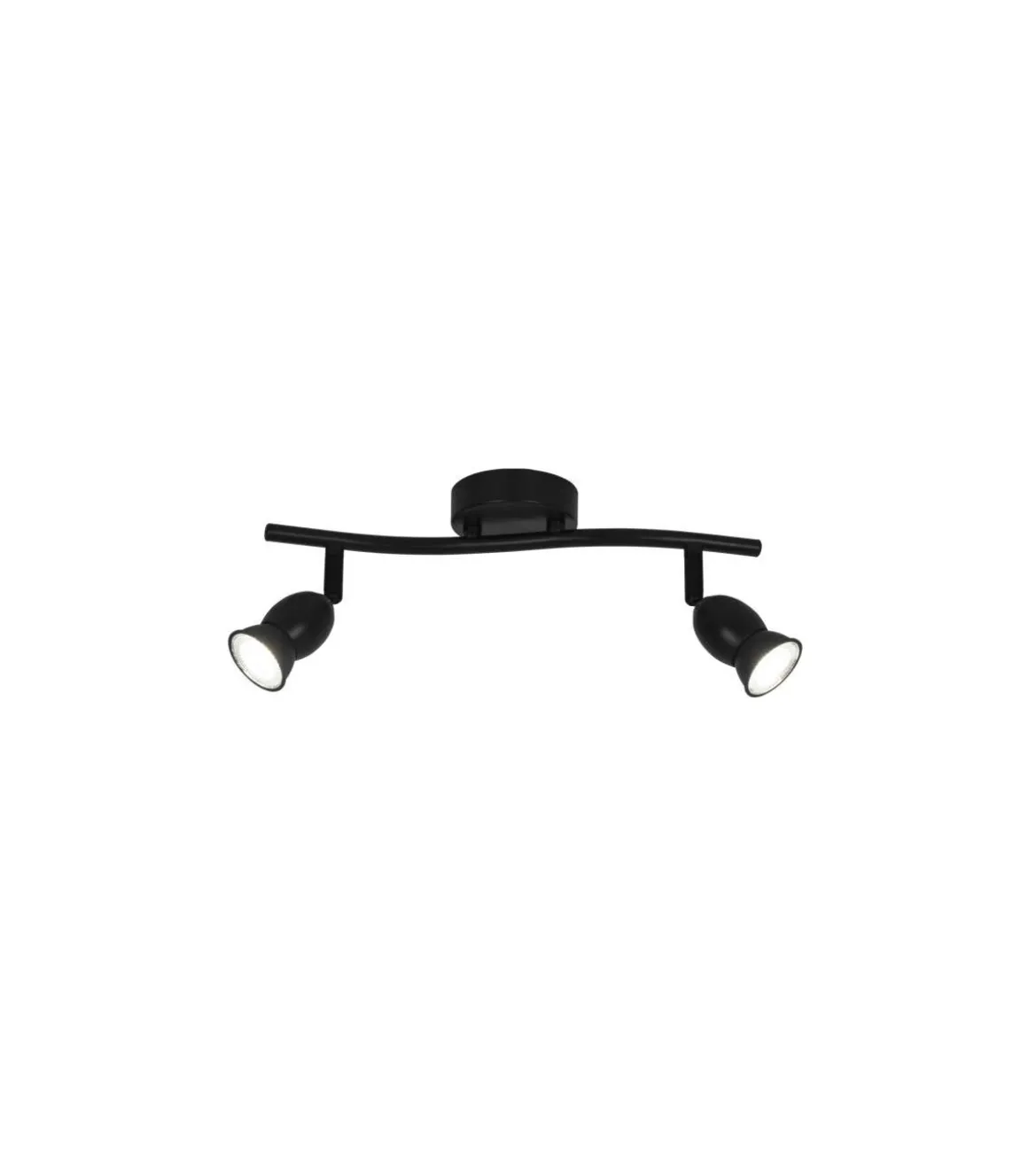 Plafon alargado 2 luces Bala acabado negro, 16 cm(alto)32 cm(ancho)8 cm(largo)