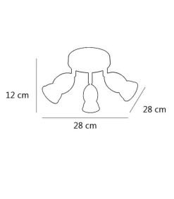 Plafon de 3 luces Bala acabado blanco 12 cm(alto)28 cm(ancho)28 cm(largo)