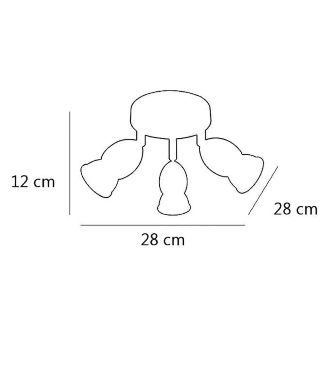 Plafon de 3 luces Bala acabado cuero 12 cm(alto)28 cm(ancho)28 cm(largo)