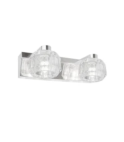 Plafon 2 luces alargado Portia acabado cromo, 10 cm(alto) 20 cm(ancho) 12 cm(fondo
