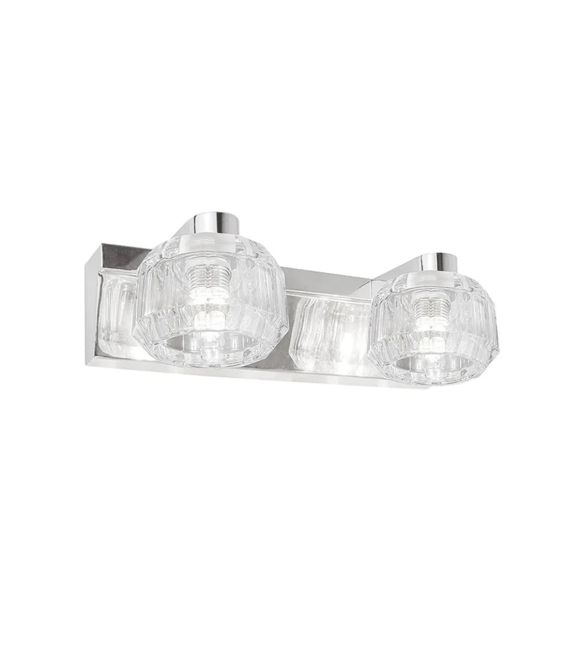 Plafon 2 luces alargado Portia acabado cromo, 10 cm(alto) 20 cm(ancho) 12 cm(fondo