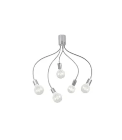 Plafon 5 luces Melissa acabado en cromo, 74 cm(alto) 95 cm(ancho) 95 cm(largo)