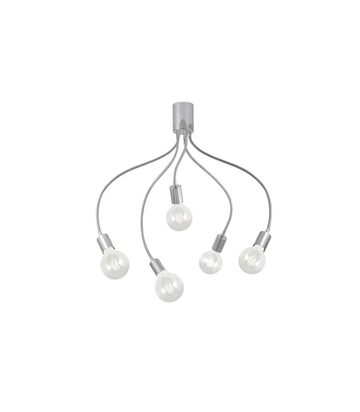 Plafon 5 luces Melissa acabado en cromo, 74 cm(alto) 95 cm(ancho) 95 cm(largo)