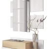 Recibidor con cajón + Espejo Modern en acabado madera natural 20 cm(alto)75 cm(ancho)29 cm(largo)