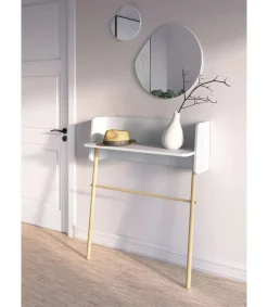 Recibidor modelo 789 acabado blanco/natural, 97 cm (alto) x 80 cm (ancho) x 30 cm (prof.)