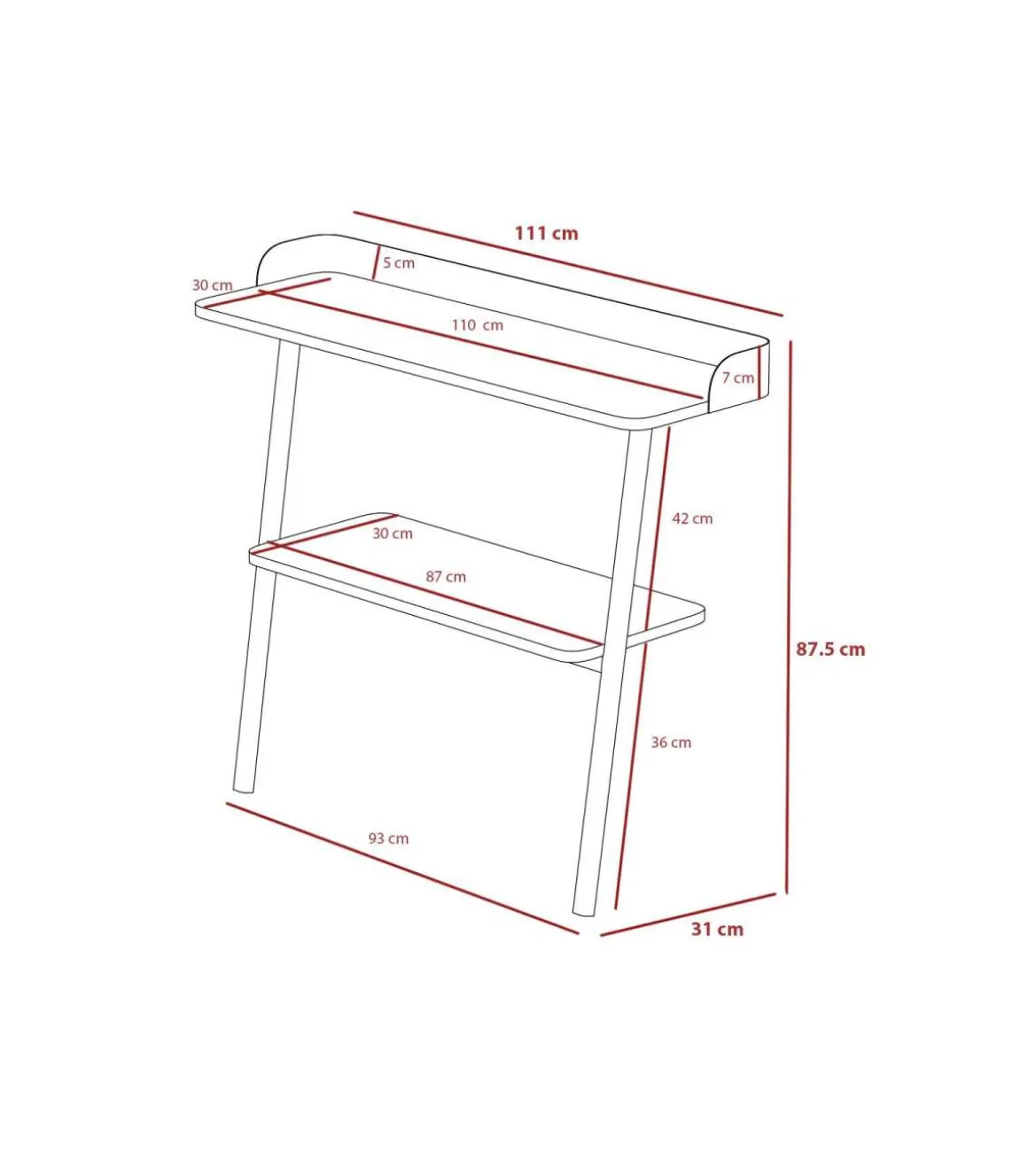 Recibidor modelo 787 acabado blanco/roble, 87.5 cm (alto) x 111 cm (ancho) x 31 cm (prof.)