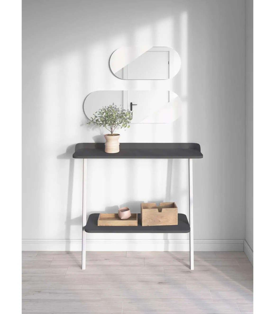 Recibidor modelo 787 acabado grafito/blanco, 87.5 cm (alto) x 111 cm (ancho) x 31 cm (prof.)