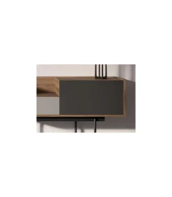 Recibidor modelo 673 acabado nogal combinado con arena y grafito, 84cm(alto) 122cm(ancho) 42cm(prof.)