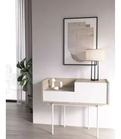 Recibidor modelo 671 acabado roble combinado con blanco, 84cm(alto) 98cm(ancho) 31cm(prof.)
