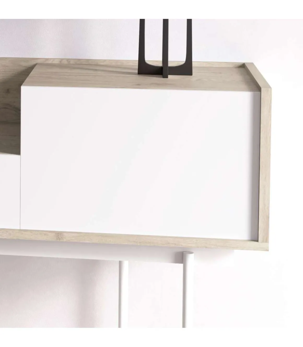 Recibidor modelo 671 acabado roble combinado con blanco, 84cm(alto) 98cm(ancho) 31cm(prof.)