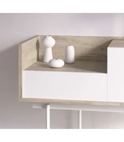 Recibidor modelo 671 acabado roble combinado con blanco, 84cm(alto) 98cm(ancho) 31cm(prof.)