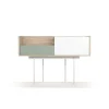 Recibidor modelo 673 acabado roble combinado con verde y blanco, 84cm(alto) 122cm(ancho) 42cm(prof.)