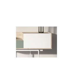 Recibidor modelo 673 acabado roble combinado con verde y blanco, 84cm(alto) 122cm(ancho) 42cm(prof.)