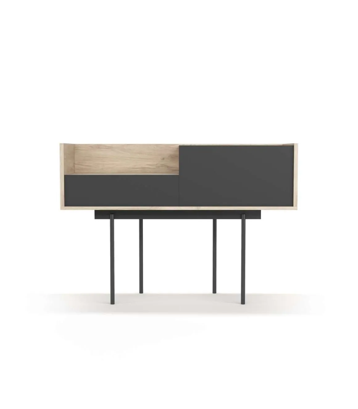 Recibidor modelo 673 acabado roble/grafito, 84cm(alto) 122cm(ancho) 42cm(prof.)