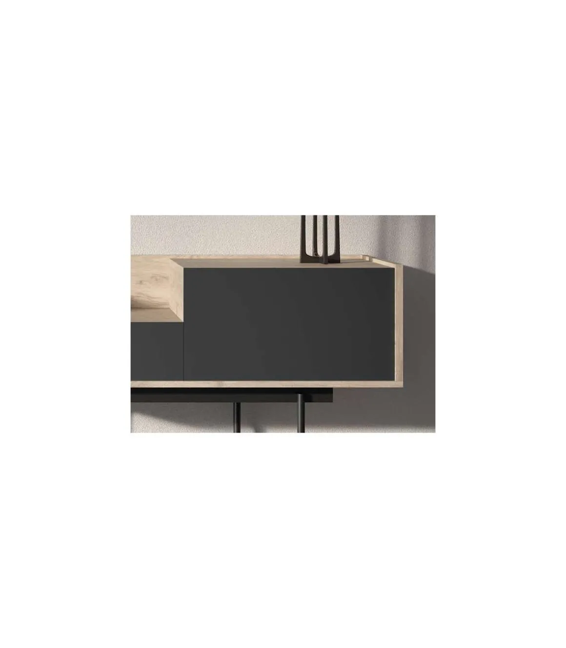 Recibidor modelo 673 acabado roble/grafito, 84cm(alto) 122cm(ancho) 42cm(prof.)